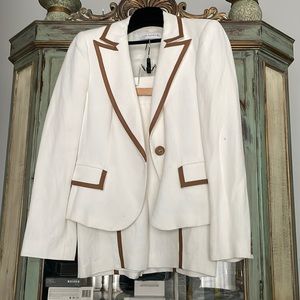Beautiful linen suit white with brown leather accents by Zara
